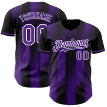 Load image into Gallery viewer, Custom Black Purple-White Gradient Classic Vertical Stripe Authentic Baseball Jersey
