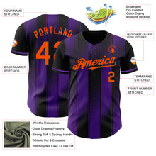 Laden Sie das Bild in den Galerie-Viewer, Custom Black Orange-Purple Gradient Classic Vertical Stripe Authentic Baseball Jersey