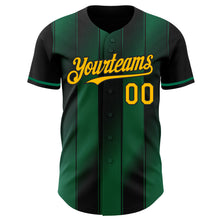 Load image into Gallery viewer, Custom Black Gold-Kelly Green Gradient Classic Vertical Stripe Authentic Baseball Jersey