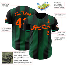 Laden Sie das Bild in den Galerie-Viewer, Custom Black Orange-Kelly Green Gradient Classic Vertical Stripe Authentic Baseball Jersey