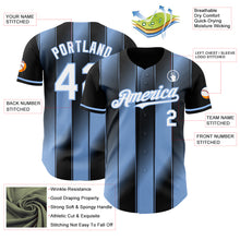 Загрузить изображение в средство просмотра галереи, Custom Black White-Light Blue Gradient Classic Vertical Stripe Authentic Baseball Jersey