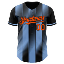 Load image into Gallery viewer, Custom Black Orange-Light Blue Gradient Classic Vertical Stripe Authentic Baseball Jersey