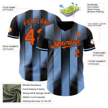 Load image into Gallery viewer, Custom Black Orange-Light Blue Gradient Classic Vertical Stripe Authentic Baseball Jersey