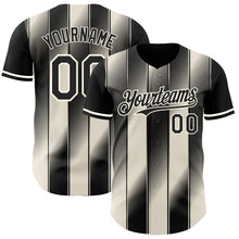 Load image into Gallery viewer, Custom Black Cream-Cream Gradient Classic Vertical Stripe Authentic Baseball Jersey
