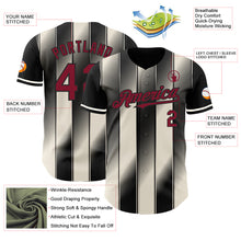 Load image into Gallery viewer, Custom Black Crimson-Cream Gradient Classic Vertical Stripe Authentic Baseball Jersey