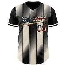 Load image into Gallery viewer, Custom Black Vintage USA Flag-Cream Gradient Classic Vertical Stripe Authentic Baseball Jersey