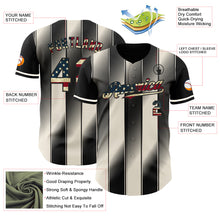Load image into Gallery viewer, Custom Black Vintage USA Flag-Cream Gradient Classic Vertical Stripe Authentic Baseball Jersey
