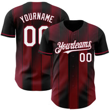 Charger l'image dans la galerie, Custom Black White-Crimson Gradient Classic Vertical Stripe Authentic Baseball Jersey
