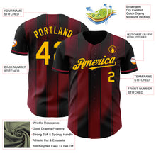 Laden Sie das Bild in den Galerie-Viewer, Custom Black Gold-Crimson Gradient Classic Vertical Stripe Authentic Baseball Jersey