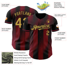 Charger l'image dans la galerie, Custom Black Old Gold-Crimson Gradient Classic Vertical Stripe Authentic Baseball Jersey