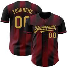 Charger l'image dans la galerie, Custom Black Old Gold-Crimson Gradient Classic Vertical Stripe Authentic Baseball Jersey