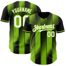 Load image into Gallery viewer, Custom Black White-Neon Green Gradient Classic Vertical Stripe Authentic Baseball Jersey