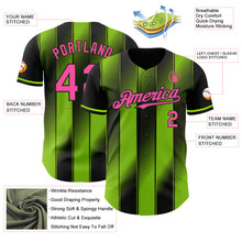 Загрузить изображение в средство просмотра галереи, Custom Black Pink-Neon Green Gradient Classic Vertical Stripe Authentic Baseball Jersey