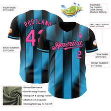 Charger l'image dans la galerie, Custom Black Pink-Sky Blue Gradient Classic Vertical Stripe Authentic Baseball Jersey