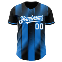 Charger l'image dans la galerie, Custom Black White-Electric Blue Gradient Classic Vertical Stripe Authentic Baseball Jersey