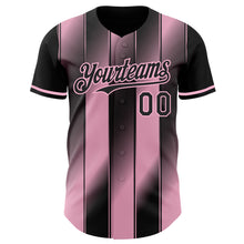 Загрузить изображение в средство просмотра галереи, Custom Black-Light Pink Gradient Classic Vertical Stripe Authentic Baseball Jersey