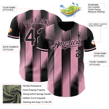 Загрузить изображение в средство просмотра галереи, Custom Black-Light Pink Gradient Classic Vertical Stripe Authentic Baseball Jersey