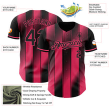 Laden Sie das Bild in den Galerie-Viewer, Custom Black-Neon Pink Gradient Classic Vertical Stripe Authentic Baseball Jersey