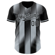 Laden Sie das Bild in den Galerie-Viewer, Custom Black-Silver Gradient Classic Vertical Stripe Authentic Baseball Jersey