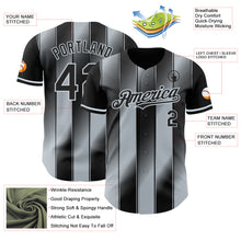 Laden Sie das Bild in den Galerie-Viewer, Custom Black-Silver Gradient Classic Vertical Stripe Authentic Baseball Jersey