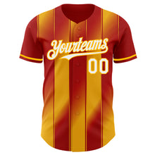Laden Sie das Bild in den Galerie-Viewer, Custom Red White-Gold Gradient Classic Vertical Stripe Authentic Baseball Jersey