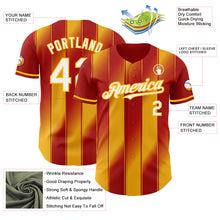 Laden Sie das Bild in den Galerie-Viewer, Custom Red White-Gold Gradient Classic Vertical Stripe Authentic Baseball Jersey