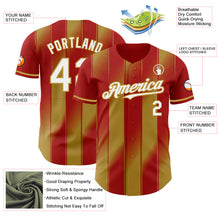 Laden Sie das Bild in den Galerie-Viewer, Custom Red White-Old Gold Gradient Classic Vertical Stripe Authentic Baseball Jersey