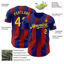 Load image into Gallery viewer, Custom Royal Yellow-Red Gradient Classic Vertical Stripe Authentic Baseball Jersey