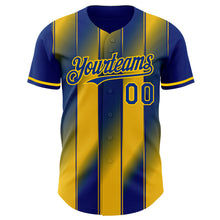 Загрузить изображение в средство просмотра галереи, Custom Royal-Yellow Gradient Classic Vertical Stripe Authentic Baseball Jersey