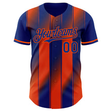 Charger l'image dans la galerie, Custom Royal-Orange Gradient Classic Vertical Stripe Authentic Baseball Jersey