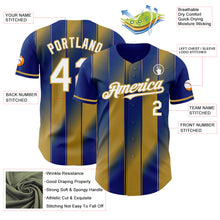 Charger l'image dans la galerie, Custom Royal White-Old Gold Gradient Classic Vertical Stripe Authentic Baseball Jersey