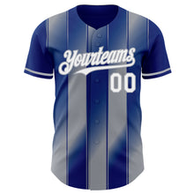 Load image into Gallery viewer, Custom Royal White-Gray Gradient Classic Vertical Stripe Authentic Baseball Jersey
