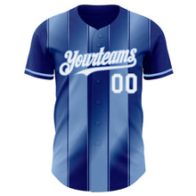 Load image into Gallery viewer, Custom Royal White-Light Blue Gradient Classic Vertical Stripe Authentic Baseball Jersey