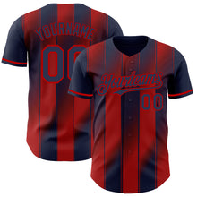 Загрузить изображение в средство просмотра галереи, Custom Navy-Red Gradient Classic Vertical Stripe Authentic Baseball Jersey