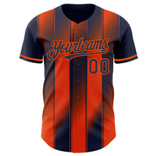 Laden Sie das Bild in den Galerie-Viewer, Custom Navy-Orange Gradient Classic Vertical Stripe Authentic Baseball Jersey
