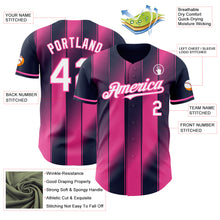 Load image into Gallery viewer, Custom Navy White-Pink Gradient Classic Vertical Stripe Authentic Baseball Jersey