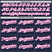Load image into Gallery viewer, Custom Navy White-Pink Gradient Classic Vertical Stripe Authentic Baseball Jersey