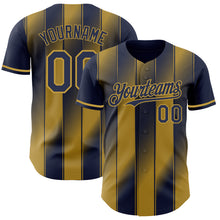 Загрузить изображение в средство просмотра галереи, Custom Navy-Old Gold Gradient Classic Vertical Stripe Authentic Baseball Jersey