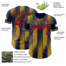 Load image into Gallery viewer, Custom Navy Red-Old Gold Gradient Classic Vertical Stripe Authentic Baseball Jersey