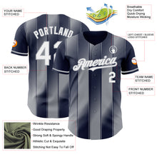 Load image into Gallery viewer, Custom Navy White-Gray Gradient Classic Vertical Stripe Authentic Baseball Jersey