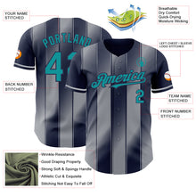 Load image into Gallery viewer, Custom Navy Teal-Gray Gradient Classic Vertical Stripe Authentic Baseball Jersey
