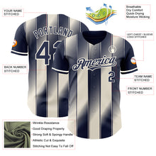 Laden Sie das Bild in den Galerie-Viewer, Custom Navy Cream-Cream Gradient Classic Vertical Stripe Authentic Baseball Jersey