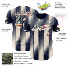 Загрузить изображение в средство просмотра галереи, Custom Navy Vintage USA Flag Cream-Cream Gradient Classic Vertical Stripe Authentic Baseball Jersey
