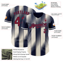 Load image into Gallery viewer, Custom Navy Crimson-Cream Gradient Classic Vertical Stripe Authentic Baseball Jersey
