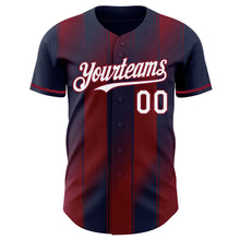 Charger l'image dans la galerie, Custom Navy White-Crimson Gradient Classic Vertical Stripe Authentic Baseball Jersey
