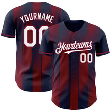 Charger l'image dans la galerie, Custom Navy White-Crimson Gradient Classic Vertical Stripe Authentic Baseball Jersey