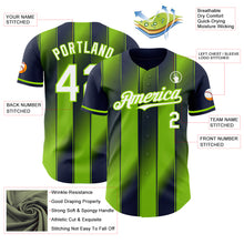 Laden Sie das Bild in den Galerie-Viewer, Custom Navy White-Neon Green Gradient Classic Vertical Stripe Authentic Baseball Jersey