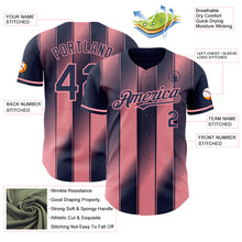 Load image into Gallery viewer, Custom Navy-Medium Pink Gradient Classic Vertical Stripe Authentic Baseball Jersey