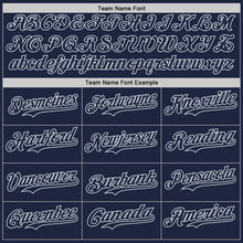 Laden Sie das Bild in den Galerie-Viewer, Custom Navy-Silver Gradient Classic Vertical Stripe Authentic Baseball Jersey