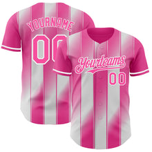 Загрузить изображение в средство просмотра галереи, Custom Pink-White Gradient Classic Vertical Stripe Authentic Baseball Jersey